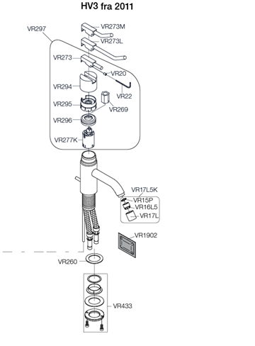 Reservedele til HV1 og HV3 samt 100 serien - VR295 Låsekappe